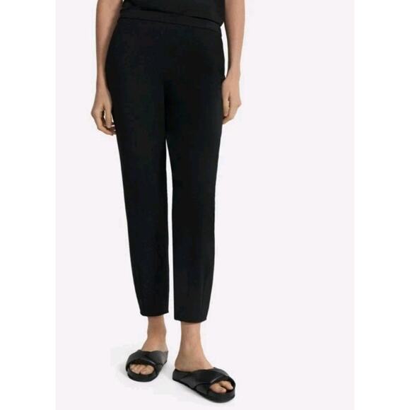 Theory Pants - Theory Womens Tapered Dart Ponte Pant Sz L Black Pull On Cropped Pockets Stretch